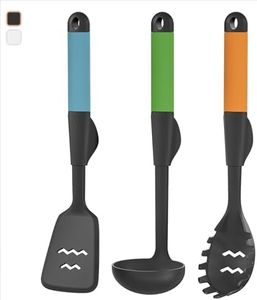 Li&Zhao Silicone Spatula Set - 3 PCS Silicone Kitchen Utensils Set Silicone Cooking Utensils Set Spatulas Silicone Heat Resistant for Nonstick Cookware, Cooking(Black)