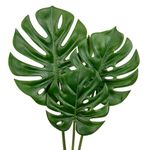 Oairse 3pcs Large Artificial Monstera Leaves with Long Stem for Vase Fake Tropical Plants Plastic Palm Leaves Realistic Philo Turtle Leaves for Home Wedding Party Decor, Mixed Sizes