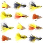 The Fly Fishing Place Trout and Bass Streamer Fly Assortment - Rubber Legged Buggers and Marabou Muddler Minnow Streamer Flies Collection - 1 Dozen Fly Fishing Flies - Size 4