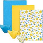 Whaline Lemon Tissue Paper Yellow Blue Gift Wrapping Paper Art Tissue for Summer DIY Gift Packing Party Favor Holiday Craft Making, 14 x 20 Inch, 90 Sheet