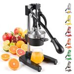 CO-Z Cast-Iron Manual Citrus Juicer Press, Heavy Duty Commercial Orange, Lemon, Lime & Pomegranate Squeezer, 6 kg Countertop Hand Juice Extractor with 304 SS Strainer for Home, Café & Bar, Black