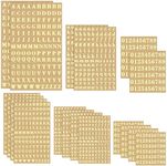 18 Sheets Small Letter Stickers Mini Numbers Stickers Letter Stickers Alphabet Number Stickers Self Adhesive Monogram Letters Scrapbook Lettering Stickers for Arts Craft Decors (Gold)