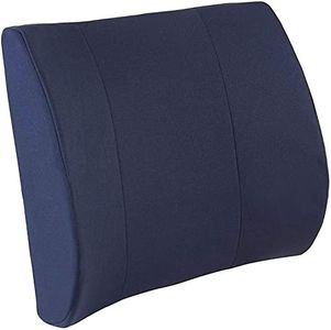 Duro-Med Contour Foam Lumbar Back Support Cushion Pillow with Strap, Navy