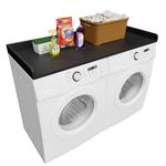 Washer Dryer Countertop with Edge Rails 27.5" Depth x 54" Width Melamine Black, Release Your Laundry Room, Table Top for Washer and Dryer, Washer Dryer Work Surface Three Year Warranty