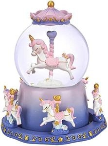 AiLiKaSic Snow Globe Carousel Music Box with Color Changing LED Lights Plays 6 Songs Like Castle in The Sky Rotating 5 Horses Musical Birthday/Christmas/Valentine's Day Gift to Kids, Girls, Women