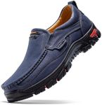 FLYLAND Men's Fashion Slip On Loafers Vintage Classical Leather Ankle Boots Handmade Chukka Boots Daily Casual Work Office Shoe Driving Shoes Blue Color US 10