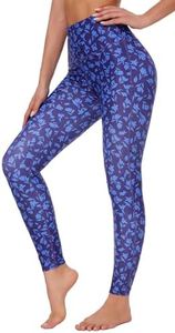 Ubestyle UPF 50+ High Waist Women's Printed Swim Pants Swim Leggings Beach Vacation Rash Guard Pants Sun Protective (UBT3001NAVYFLOWERXL)