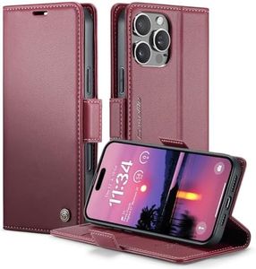 for iPhone 16 Case,for iPhone 16 Wallet Case,Boyobacase RFID Blocking Phone Case [Card Slot] [Stand Feature] [Side Magnetic Closure]-Wine Red