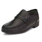 HITZ Men's Black Leather Slip-on Comfort Shoes - 11