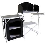 Charles Bentley Odyssey, Folding Kitchen Unit, Medium, Camping Storage Unit, Portable, Outdoor Cooking, Lightweight, Foldable, Easy Assembly, Windshield, Mesh Panelling, Carry Bag (146x46x80cm)