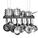 KES Ceiling Pot Rack 30 Inches Hanging Pot and Pan Rack for Ceiling with 15 Hooks Matt Black Kitchen Pot Hanger Rack,KUR219S75-BK