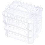 New brothread 3 Layers Stackable Clear Storage Box/Organizer for Holding 60 Spools Home Embroidery & Sewing Thread (Spool Size Requirement: Height≤5.6cm; Width≤4.3cm)