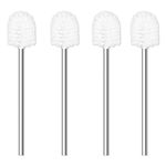 Toilet Brush, 4PCS Toilet Brushes with Stainless Steel Handle, Standing Stainless Steel Toilet Brushes for Bathroom Toilet-Ergonomic, Elegant,Durable (White)