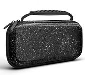 homicozy Glitter Carrying Case Compatible with Nintendo Switch OLED & Switch Console,Black Protective Hard Travel Case Shell Pouch for Nintendo Switch Console/Accessories,Switch Gaming Cases for Girls