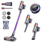 Powerffy 450W/40Kpa Cordless Vacuum Cleaner, 55Mins Runtime Stick Vacuum with Smart Auto-Sensing Mode, 1.5L Dust Cup with LED Touch Screen, Lightweight Vacuum for Carpets,Hard Floors and Pet Hair (V8)