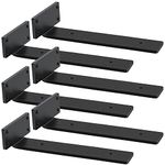 Floating Shelf Brackets Heavy Duty - 1/5 Inch Thick Industrial Black Metal L Brackets, Premium Solid Steel Shelf Supports for Shelves - 12 Inch Heavy Floating Shelves Hardware (6Pcs)