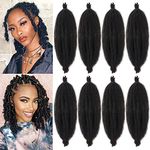 16 Inch Pre-Separated Springy Afro Twist Hair For Distressed Soft Locs 8 Packs Spring Twist Hair Natural Black Marley Twist Crochet Braiding Hair Synthetic Hair Extension For Black Women 1B#