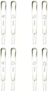 ABFOF Stainless Steel 2-in-1 Dessert Sporks, Cartoon Engraved, Set of 8