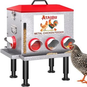 10gal 50LB Large Automatic Chicken Feeder with Window & No Waste Food Tray