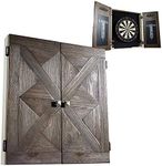 Barrington Bellevue Wood Dartboard Cabinet with 18-Inch Bristle Dartboard and Steel Tip Dart Set Perfect for Cricket Games