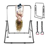 Expandable Gymnastics Bars for Kids, UMIKOOL Adjustable Height Gymnastic Horizontal Bars, Junior Training Bar Children Folding Training Equipment Monkey Bars for Kids (Black)