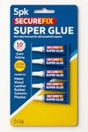 Super Glue All Purpose 5PK – Non Drip Liquid Quick Setting Ultra Strong Adhesive Shoes Plastic Metal Wood Rubber Glass – Precision Glue Household DIY Craft Repairs Instant Bonding Small Repairs 5x1g