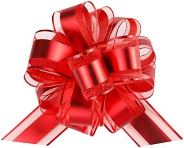 12 Pieces Pull Bow Wrapping Pull Bow Ribbon Pull Bows for Wedding Baskets,6 Inches Diameter Gift Bows, Large Bows for Presents. (Red)