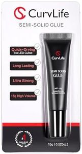 Curvlife New Super Extra Strong on Nail Glue 15g For Press On Nails Tips Quick Drying Semi Solid Nail Glue No Uv Light Needed Long Lasting Fake Acrylic Nails Kit Glue Gel