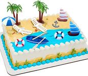 Morofme Beach Chair Umbrella Cake Decoration 13pcs Beach Summer Ocean Cake Cupcake Topper for Swimming Pool Summer Ocean Beach Tropical Hawaiian Aloha Luau Themed Birthday Baby Shower Wedding