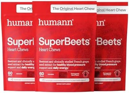 Humann SuperBeets Heart Chews, Beet Root Powder Support Energy Supplement, Nitric Oxide and Blood Pressure Support, Grape Seed Extract & Non-GMO, Heart Health, Pomegranate Berry Flavor, 180 Count
