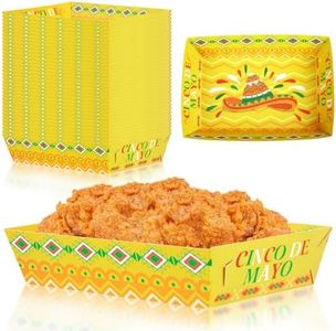 Geefuun 50 Pcs Cinco De Mayo Party Decorations - Fiesta Paper Food Trays