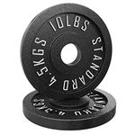 Synergee Standard Metal Weight Plates 10 lb Pair. 2” Opening for Bodybuilding, Olympic & Power Lifting Workouts. Classic Old School Metal Weighted Plates.