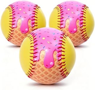 Alvixxy 3 Pack Standard 12-Inch Softball - Creative Design Practice & Training Ball Ice Cream Drip Softball Stuff