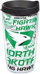 Tervis 1270582 North Dakota Fighting Hawks All Over Tumbler with Wrap and Black Lid 16oz, Clear