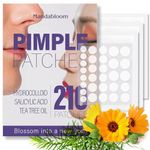 Acne Pimple Patches (210 Pack), Hydrocolloid Acne Patches with Tea Tree Oil & Salicylic Acid, Pimple Patches for Face Zits Breakouts, Hydrocolloid Acne Dots for Zits Blemishes Patches