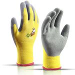 KDK Age 5-7 Kids Gardening Gloves, Yard Work Gloves for Childrens, Soft Safety Rubber Gloves (Medium 1 Pair Yellow Rabbit Carrot)