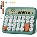 Mechanical Calculator 12 Digit Extra Large 5-Inch LCD Display, DECKLIT Battery Desk Calculator, Big Buttons Easy to Press Use as Office Calculators Desktop, 15°Tilt Screen for Kids Calculator(Green)