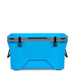 Camco Currituck Cyan Blue and Gray 50 Quart Cooler - Rugged Exterior Made for Camping, Hunting, Fishing and Tailgating - Comes with Cooler Basket (51702)