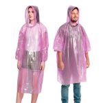 Robustt Poncho Raincoat for Men and Women - Pink (Pack of 1) | Emergency Raincoat with Hood | One Size Fits All | Rain and Water Protection