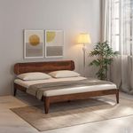 wakeup INDIA Sheesham Without Storage Bed | 3 Years Warranty | Fabica Low Height Queen Size Solid Wood Bed | Noise Free Zero Partner Disturbance (Rosewood Colour Finish, Size - 78x60 inch)