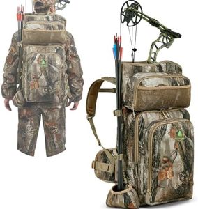 Wild Cedar Camo Hunting Backpack for Men with Compound Bow Holder - Saddle Hunting Backpack for Deer and Elk - Durable Compound Bow Carrier Pack