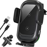 ULTRICS Car Phone Holder Wireless Charger, 15W Wireless Car Charger, Automatic Clamping Car Phone Holder Charger, Phone Mount Compatible for iPhone 15/16/14/13 and Samsung Galaxy S23 Ultra/S22+/S21