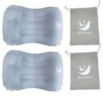 3BirdsHike 2 Pack Inflatable Pillow Camping, Inflatable Air Pillow for Neck and Lumbar Support, Press-to-Inflate Design, Travel Pillows for Camping, Hiking, and Backpacking - Gray