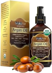 VoilaVe USDA and ECOCERT 100% Pure Organic Moroccan Argan Oil for Skin, Nails & Hair Growth, Anti-Aging Face Moisturizer, Cold Pressed, Hair Moisturizer, Rich in Vitamin E, As Seen On TV - 4 fl oz