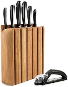 Robert Welch 7-Piece Signature Book Oak Knife Block Set. Space-Saving Award-Winning Design. Includes 6 German Steel Full-Tang Kitchen Knives.