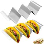 JJYHEHOT 2 Pcs Stainless Steel Taco Holder Stand, Taco Tray Plates Holds Up to 3 or 2 Tacos, Taco Rack Shell with Handles for Taco Tuesday, Dishwasher Safe