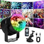 URAQT Disco Light, USB Charged DJ LED Light for Parties, Sound Activated Party Light with Remote Control, Disco Ball Lights for Kids, 7 RGB Colours 360°Rotating for Car, KTV, Party, Bar, Christmas