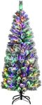 Costway 1.8M/6 ft Pre-lit Snow Flocked Christmas Tree with 9 Lighting Modes and Color Changing LED Lights, Artificial Xmas Hinged Tree with Remote Controller, Xmas Pine Tree Christmas Decoration for Home, Office, Party