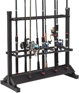 Jorazor Fishing Rod Holders,Fishing Pole Holders,Fishing Rod Rack,24 Slots to Hold Rods & Reel Combo,Lightweight Aluminum Vertical Fish Pole Garage Storage Ground Display Stand (Black)