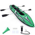 Goplus Inflatable Kayak 2 Person, 11.5 FT Tandem Touring Kayak with Aluminum Paddles, Seats, Footrest, Hand Pump, Heavy Duty Blow Up Canoe for Adults Fishing Lake River